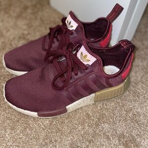 Women's Adidas NMD R1 Shoes Size 8.5 Maroon Gold
